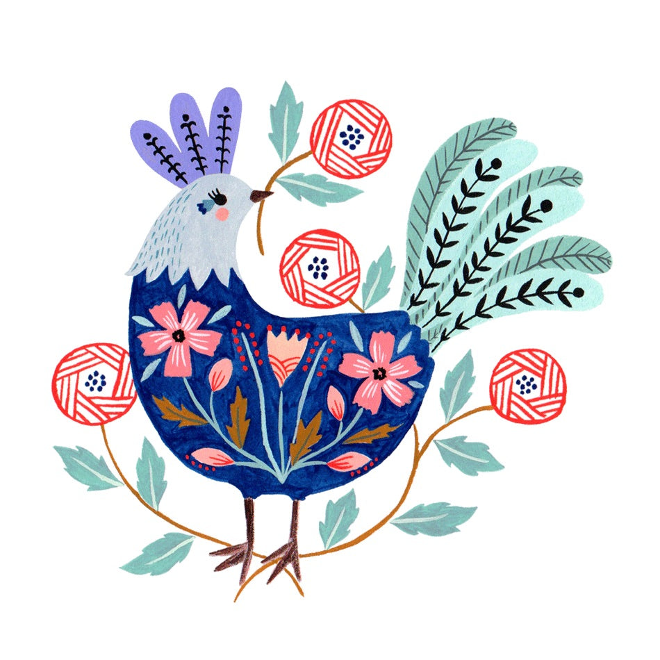 Flora Waycott's ' Rooster' print