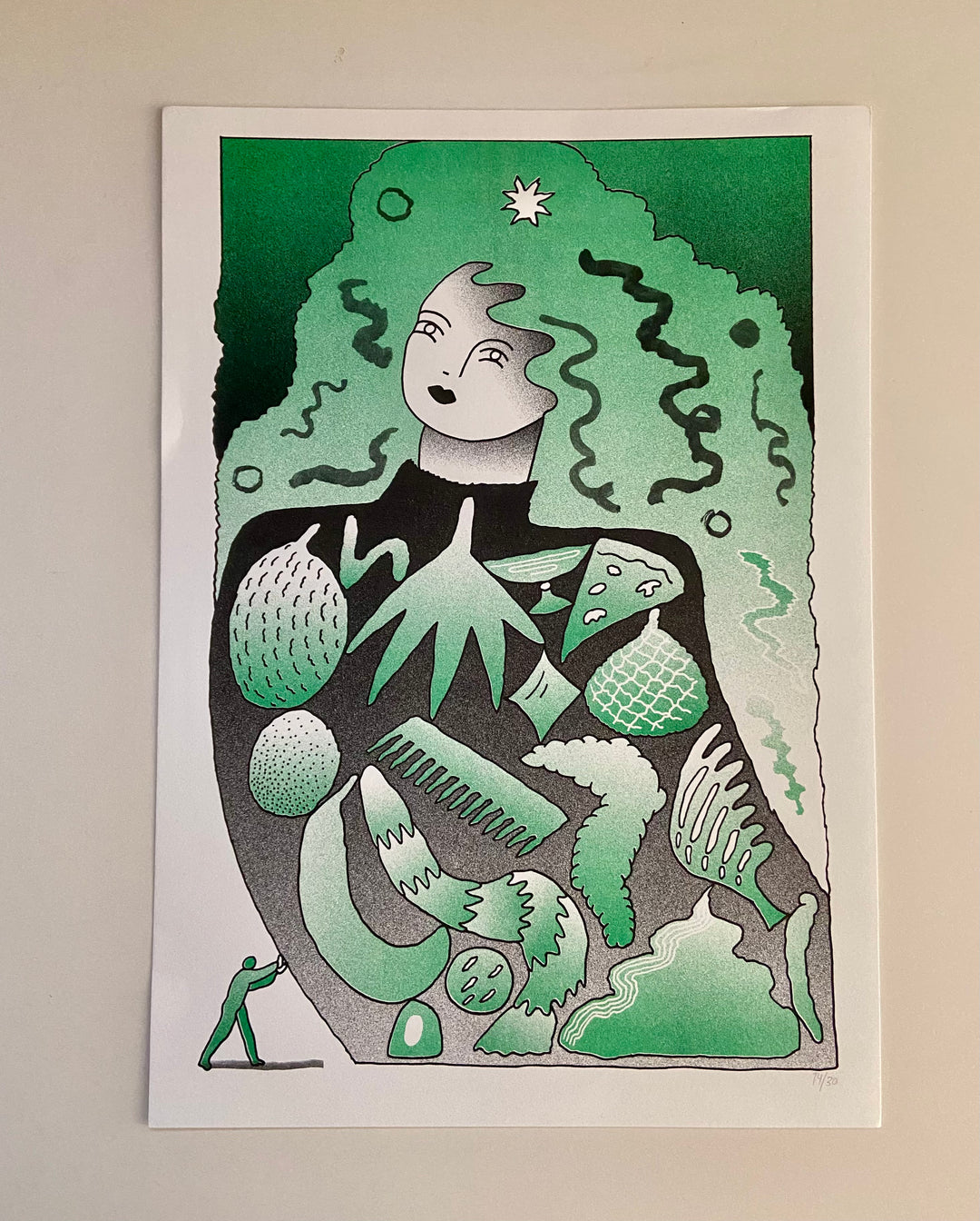 Molly Dyson's Green Woman Riso Print