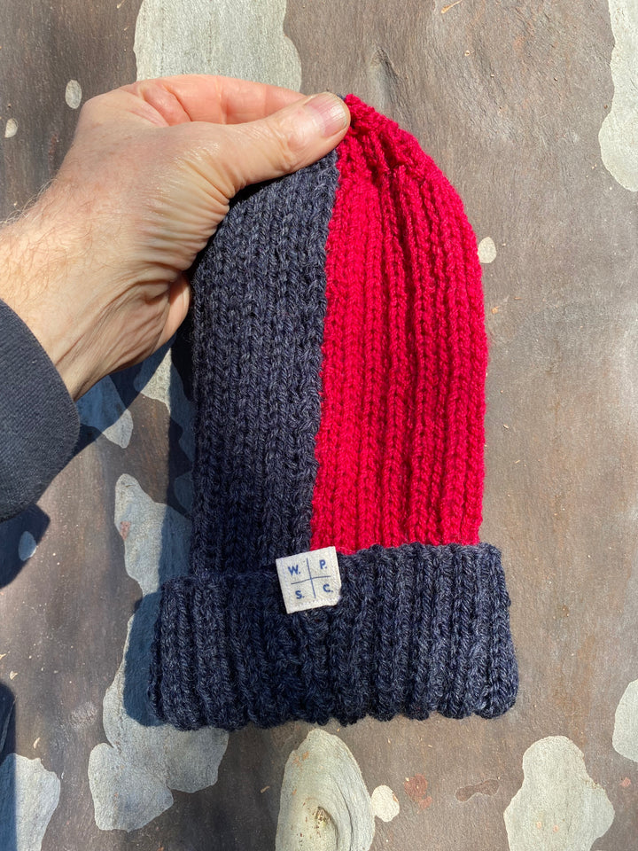 Buoy Beanie in Raspberry and Charcoal