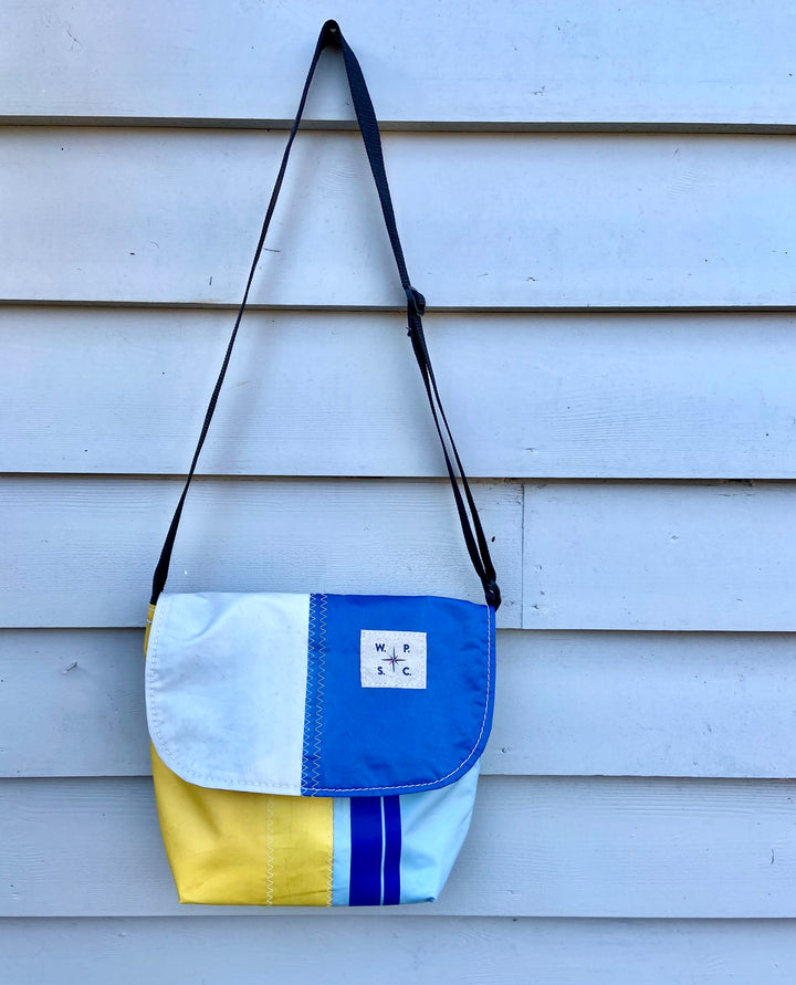 Atlas cross body bag in Yellows and Blues