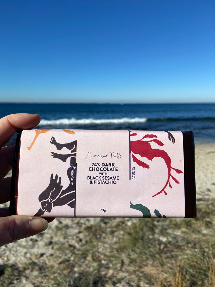 Black Sesame & Pistachio 74% Dark Chocolate bar 🤎