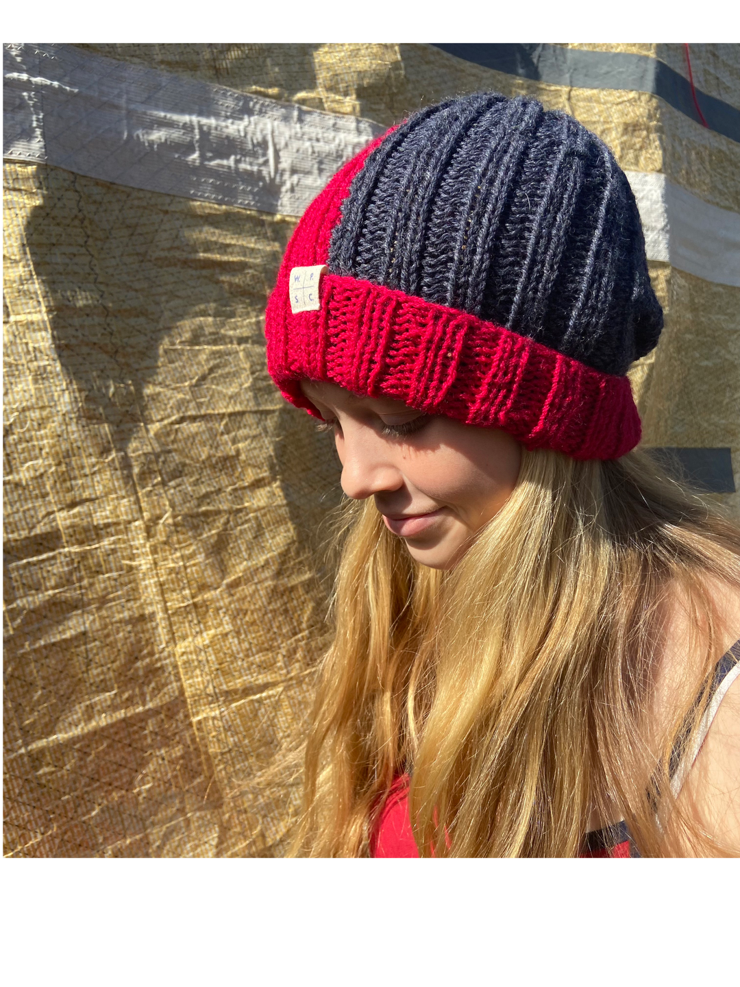 Buoy Beanie in Raspberry and Charcoal