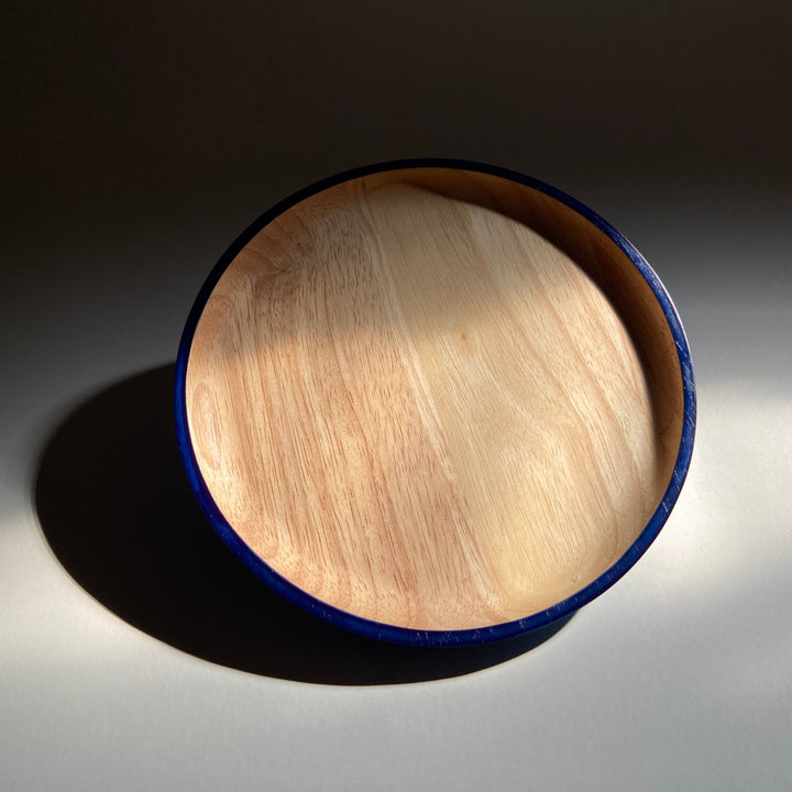 Japanese Lacquerware maru jujube wooden PLATE in dark indigo