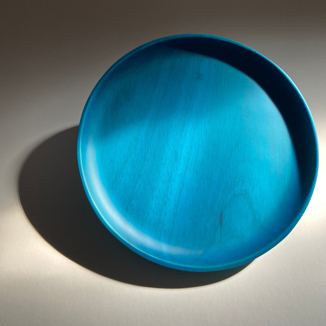 Japanese Lacquerware wooden PLATE in double sided light indigo