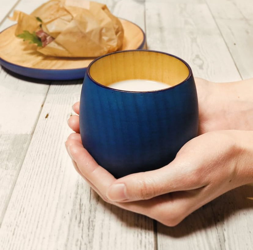 Japanese Lacquerware wooden CUP in dark indigo