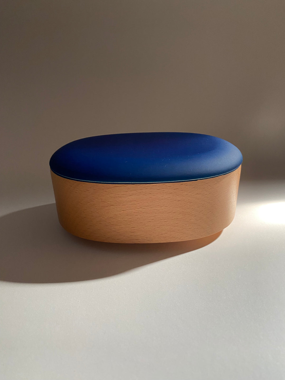 Japanese Lacquerware wooden oval BENTO BOX in dark indigo