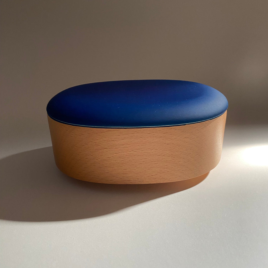 SOLD OUT! Japanese Lacquerware wooden oval BENTO BOX in dark indigo