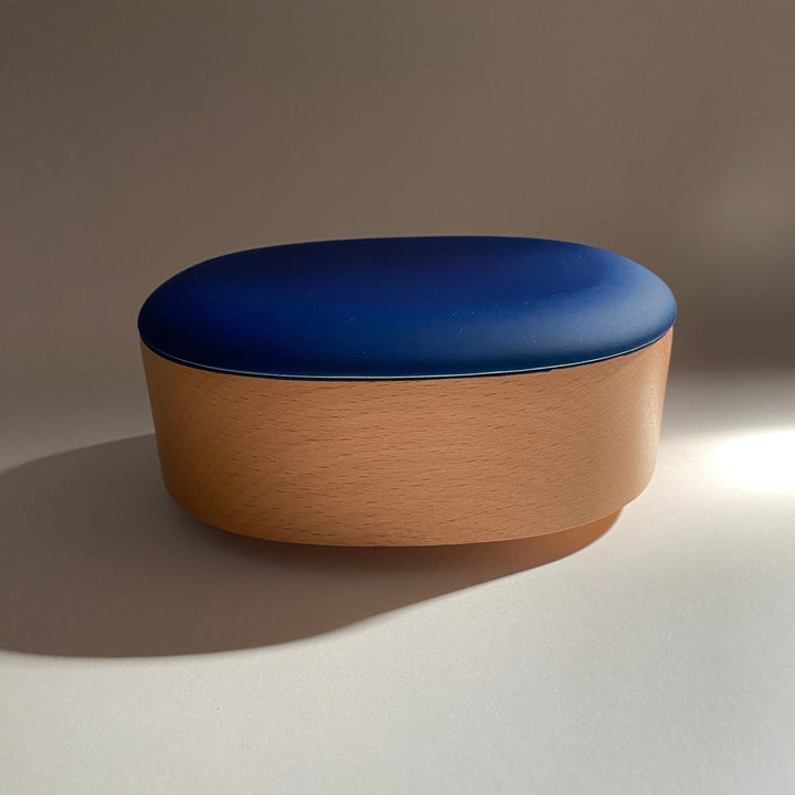 SOLD OUT! Japanese Lacquerware wooden oval BENTO BOX in dark indigo