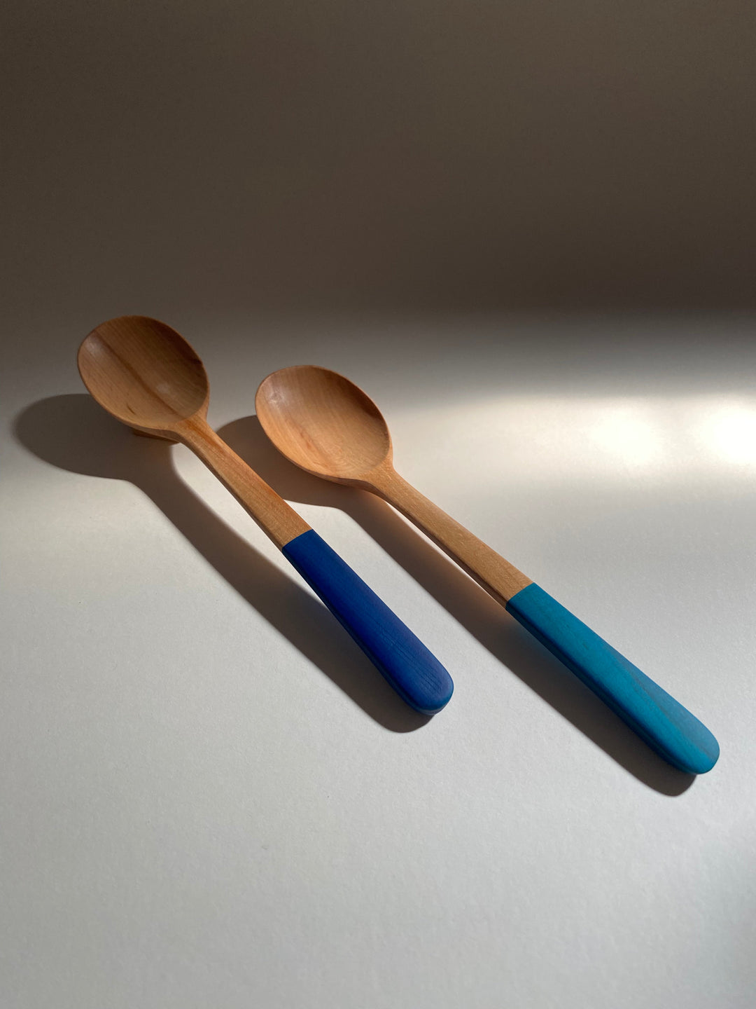Japanese wooden spoon in light indigo lacquer
