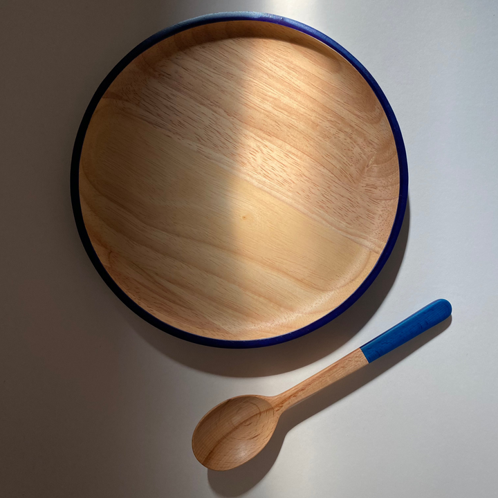 Japanese Lacquerware maru jujube wooden PLATE in dark indigo