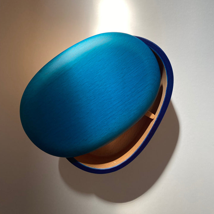 SOLD OUT! Japanese Lacquerware wooden oval BENTO BOX in light indigo