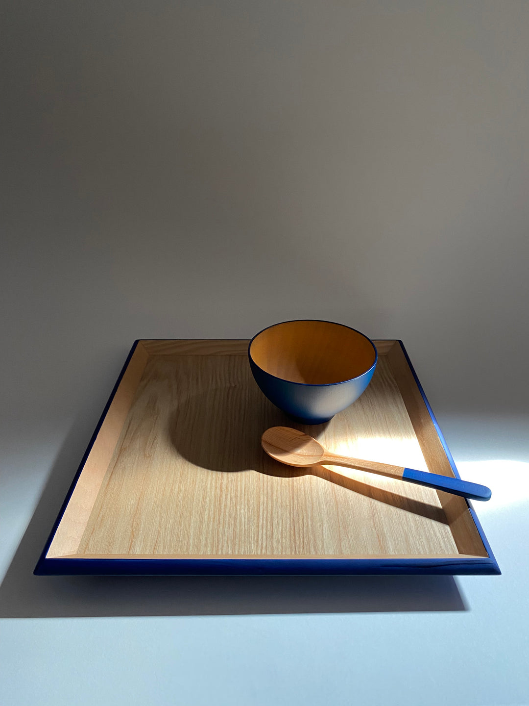 Japanese wooden SPOON in dark indigo Lacquer