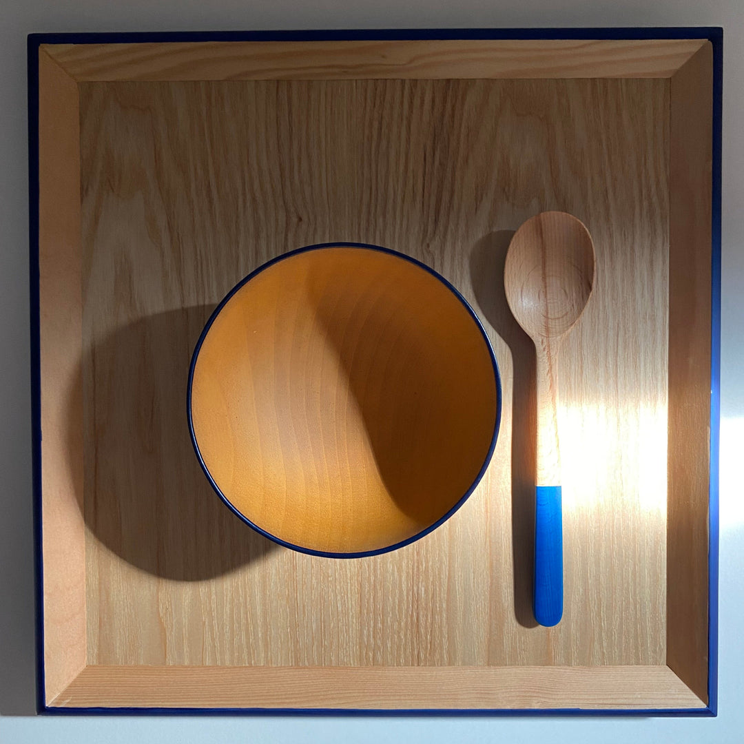 Japanese wooden SPOON in dark indigo Lacquer