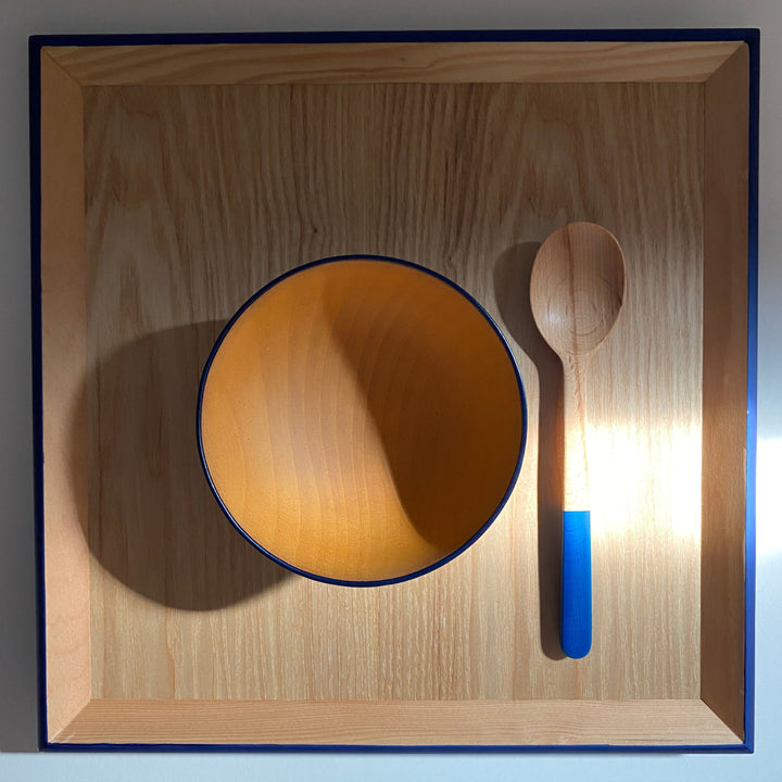 Japanese wooden SPOON in dark indigo Lacquer