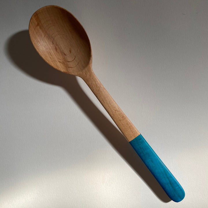 Japanese wooden spoon in light indigo lacquer