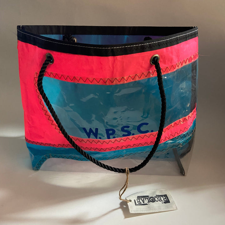 Trade Winds Tote Hot pink and Aqua with clear window panels