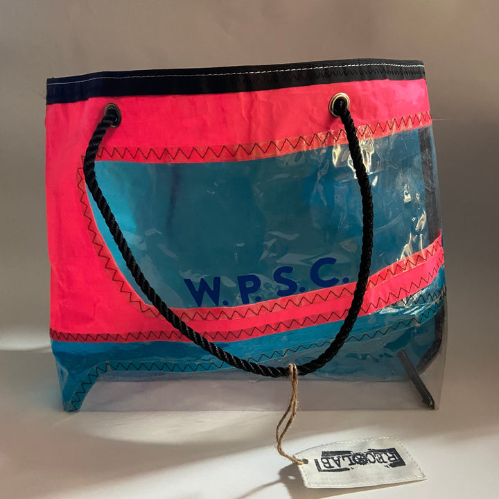 Trade Winds Tote Hot pink and Aqua with clear window panels