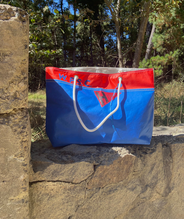 Trade Winds Tote in cobalt blue and Red
