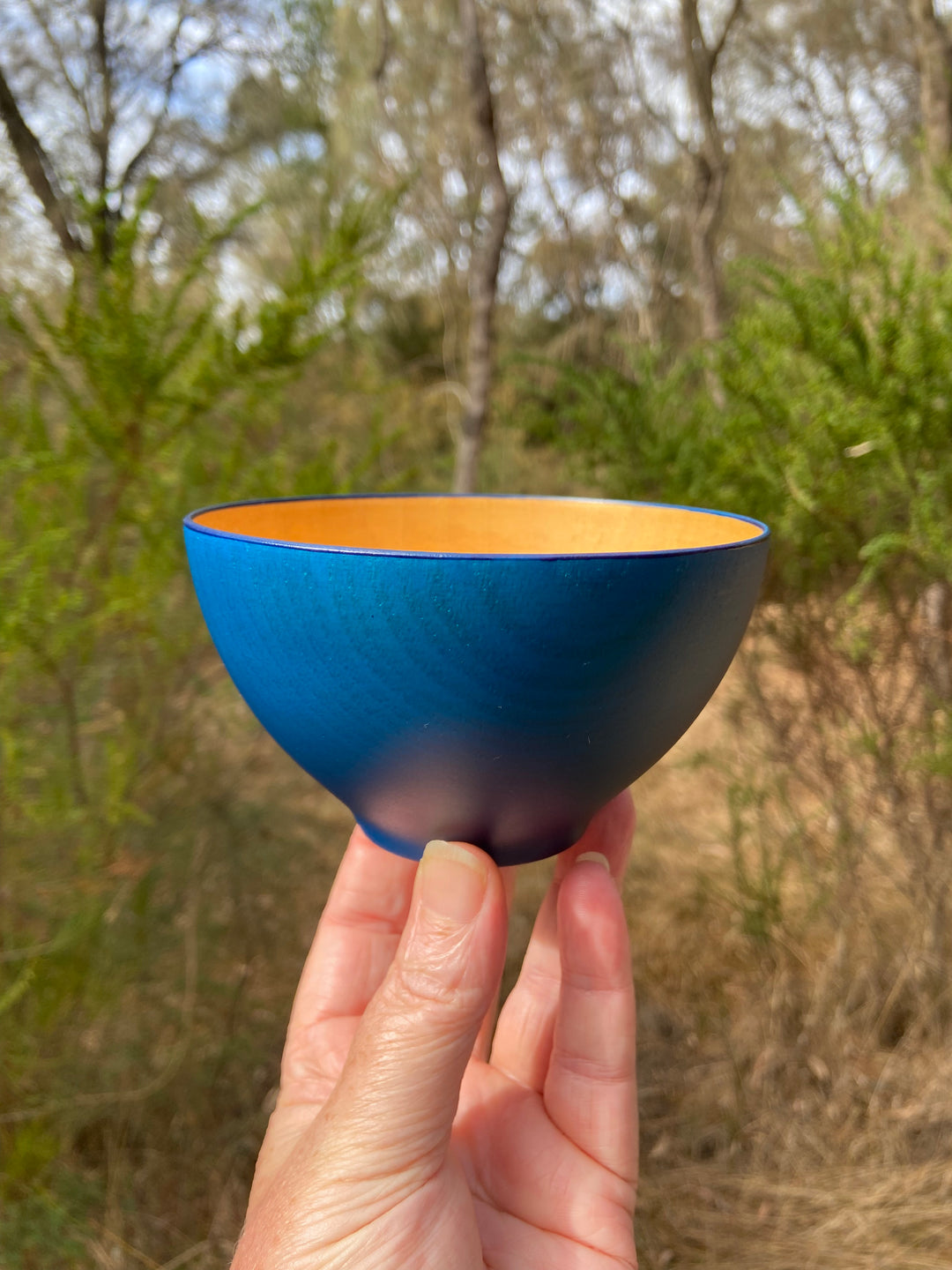 Japanese Lacquerware wooden BOWL in dark indigo