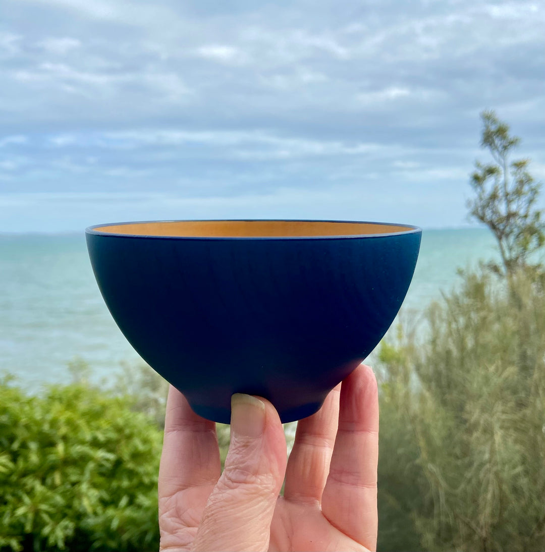 Japanese Lacquerware wooden BOWL in dark indigo